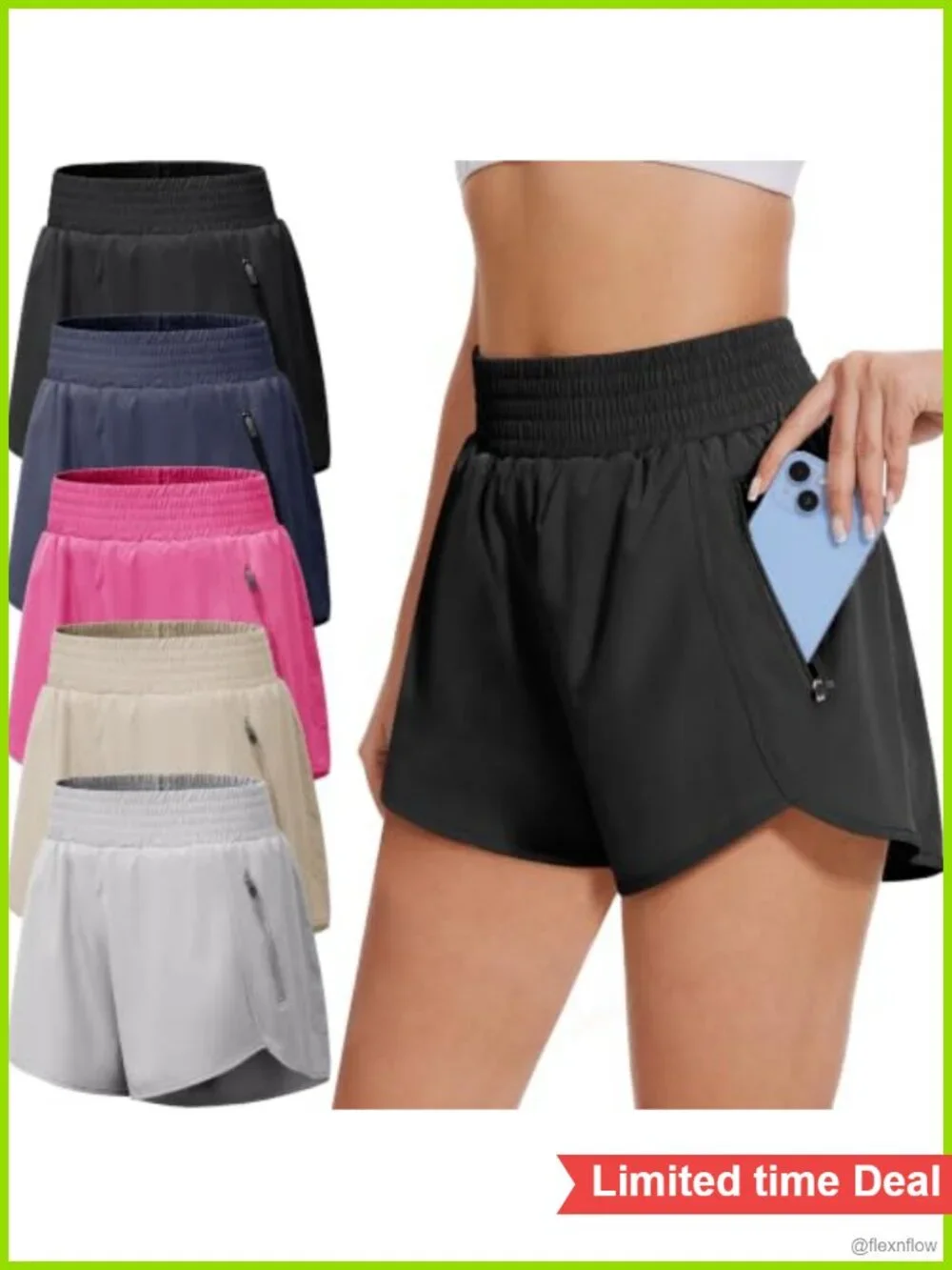 Athletic Shorts with Pockets High Waisted Workout Running Shorts for Women Pull